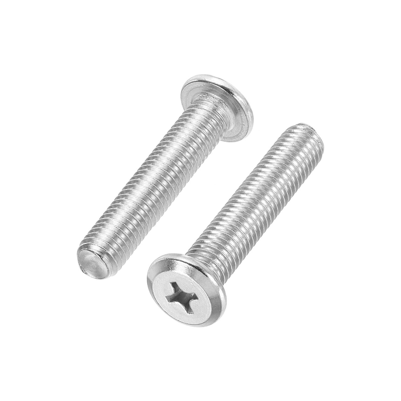 PATIKIL Flat Round Head Phillips Screws, 2 Pack M10-1.5 x 50mm Binding Screws 304 Stainless Steel 18-8 Full Thread, Phillips Drive Machine Screw Furniture Screw Connector Bolts