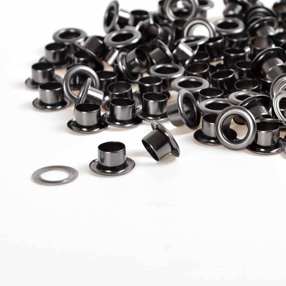 Pack 100 Sets 8mm Gunmetal Black Solid Brass Eyelet Grommets w/Washers Barrel Height 7mm Fit Thickness Leather Craft