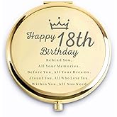 QUSTGO 18th Birthday Gifts for Girls, Sweet Female Presents for 18 Year Old, Personalized Engraved Compact Mirror Gift Ideas for Daughter Niece Granddaughter Sister Friend
