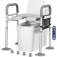 LOLLIDO 500lbs Adjustable Toilet Seat Risers for Seniors with Storage Pouch, Raised Toilet Seat with Handles for Elderly, Pre