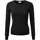 JJ Perfection Simple Soft Knit Sweater Crew Neck Long Sleeve Casual Basic Pullover Sweater Tops for Womens with Plus Size