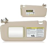 Left Driver Side Beige Sun Visor for 2006-2013 Toyota RAV4, Sunvisor with Vanity Light Replacement 74320-42501-B2
