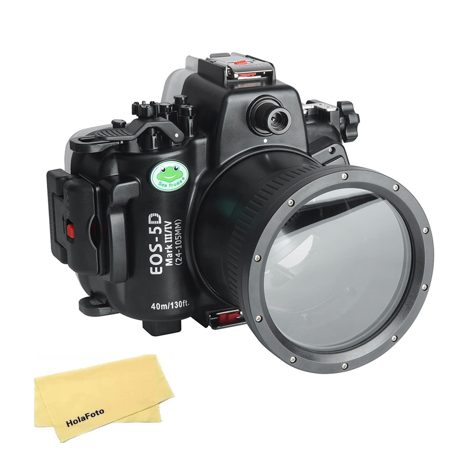 SeaFrogs Waterproof Housing for Canon 5D IV 5D III Underwater Case for Mark IV 5D4 with EF 24-105mm f/4L Lens, Compatible with Canon 5D Mark III 5D3, W/ Port for Vacuum System- [40M/130ft]