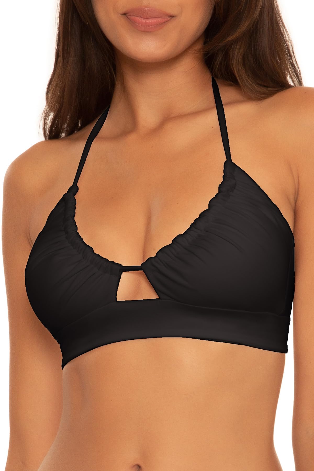Photo 1 of BECCA by Rebecca Virtue Color Code - Women's Bikini Top, Adjustable, Tie Back, Swimwear Separates for Women, Black, Large
