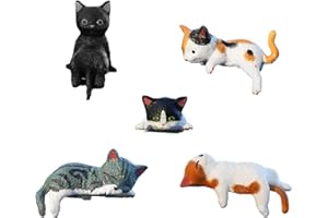 Quhoxdye 5 Pcs Mini Cat Cute Car Interior Accessories,Resin Cat Dashboard Decorations, Desk Decorations,Cute Car Rearview Mir