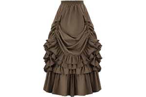 ZCVBOCZ Victorian Dress for Women Medieval Retro Steampunk Gothic Wrap Skirt Renaissance Ruffle Layered Pleated Skirts