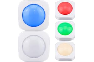 LUXSWAY 5Pack RGB Light Colored Puck Light, Push Lights Battery Powered, Touch Tap Lights to ON/Off, Stick up Lights for Under Cabinet, Bookshelf, Closet, Pantry