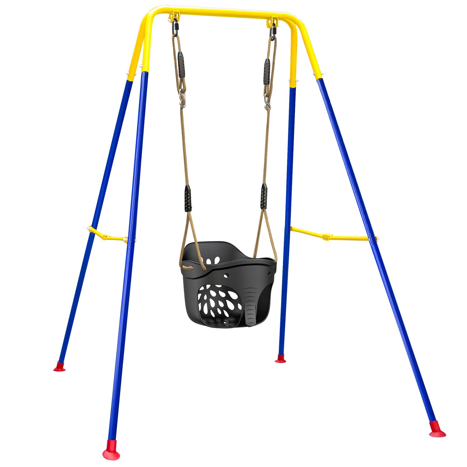 Photo 1 of SELEWARE Toddler Swing Set w/Foldable Steel Swing Frame Stand Kids Bucket Swing Seat for Indoor Outdoor Use, Cute Elephant Shape Design Easy to Assemble