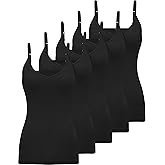 BQTQ 5 Pcs V Neck Camisole Tops for Women Spaghetti Strap Tank Top Womens Camisole Undershirt Slim Fitted Camisoles