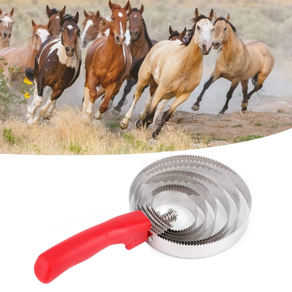Zouminyy Horse Scraper, Stainless Steel Ringed Brush Horse Itching Brush Horse Itching Brush, Horse Curry Comb Metal Livestock Itching Brush Horse Comb for Horse