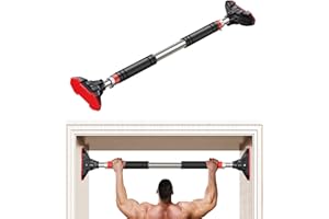 LADER Pull Up Bar for Doorway, Chin Up Bar Upper Body Workout No Screw Installation for Home Gym Exercise Fitness with Level Meter and Adjustable Width, up to 440lbs (Black)