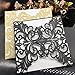 WOMHOPE 50 Pcs - Flower Hollow Laser Cut Lace Shimmer Wedding Invitation Party Invitations Cards Birthday Invitations Cards Wedding Favors (Gold)