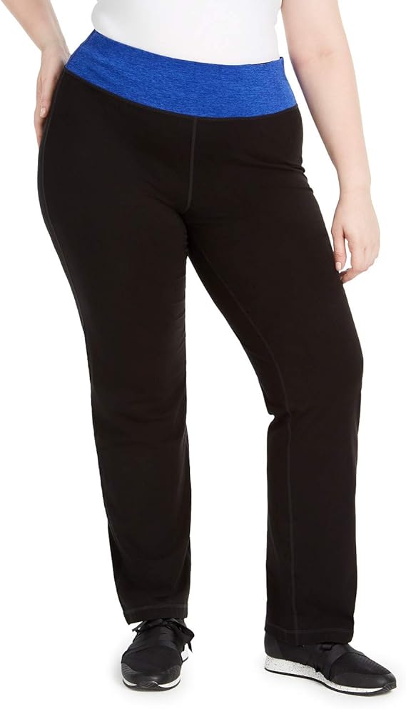 Ideology Plus Size Flex Stretch Active Yoga Pants Black/Bright Blue 4X