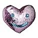 U-miss Mermaid Pillow with Pillow Insert, Two-Color Decorative Heart Shape Reversible Sequin Pillow 13''×15'' (Heart-Shaped, Pink-Blue)