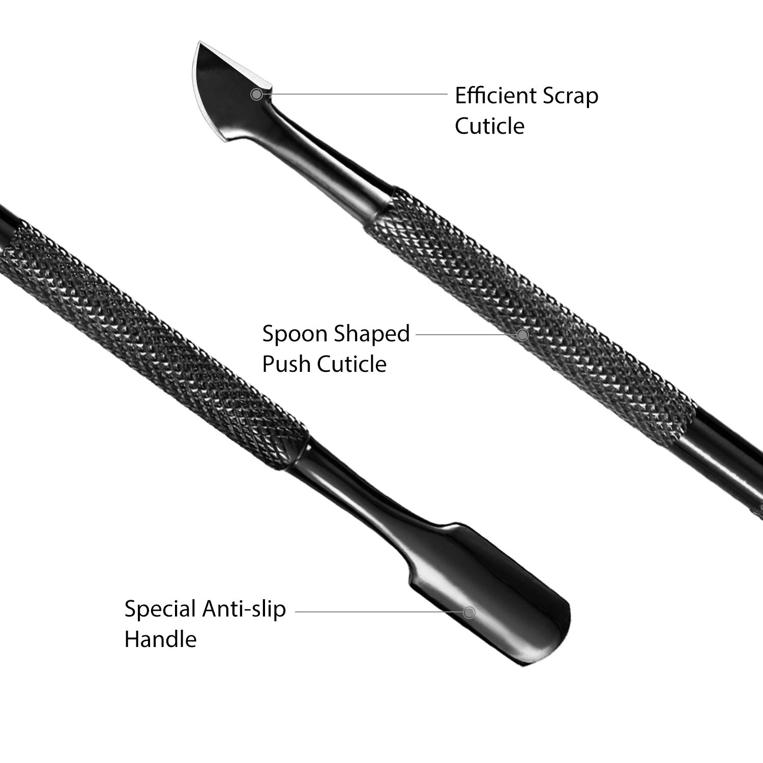 Cuticle Trimmer with Cuticle Pusher, Easkep Cuticle Remover Cuticle Nipper Professional Stainless Steel Cuticle Cutter Clipper Durable Pedicure Manicure Tools for Fingernails and Toenails Black: Beauty