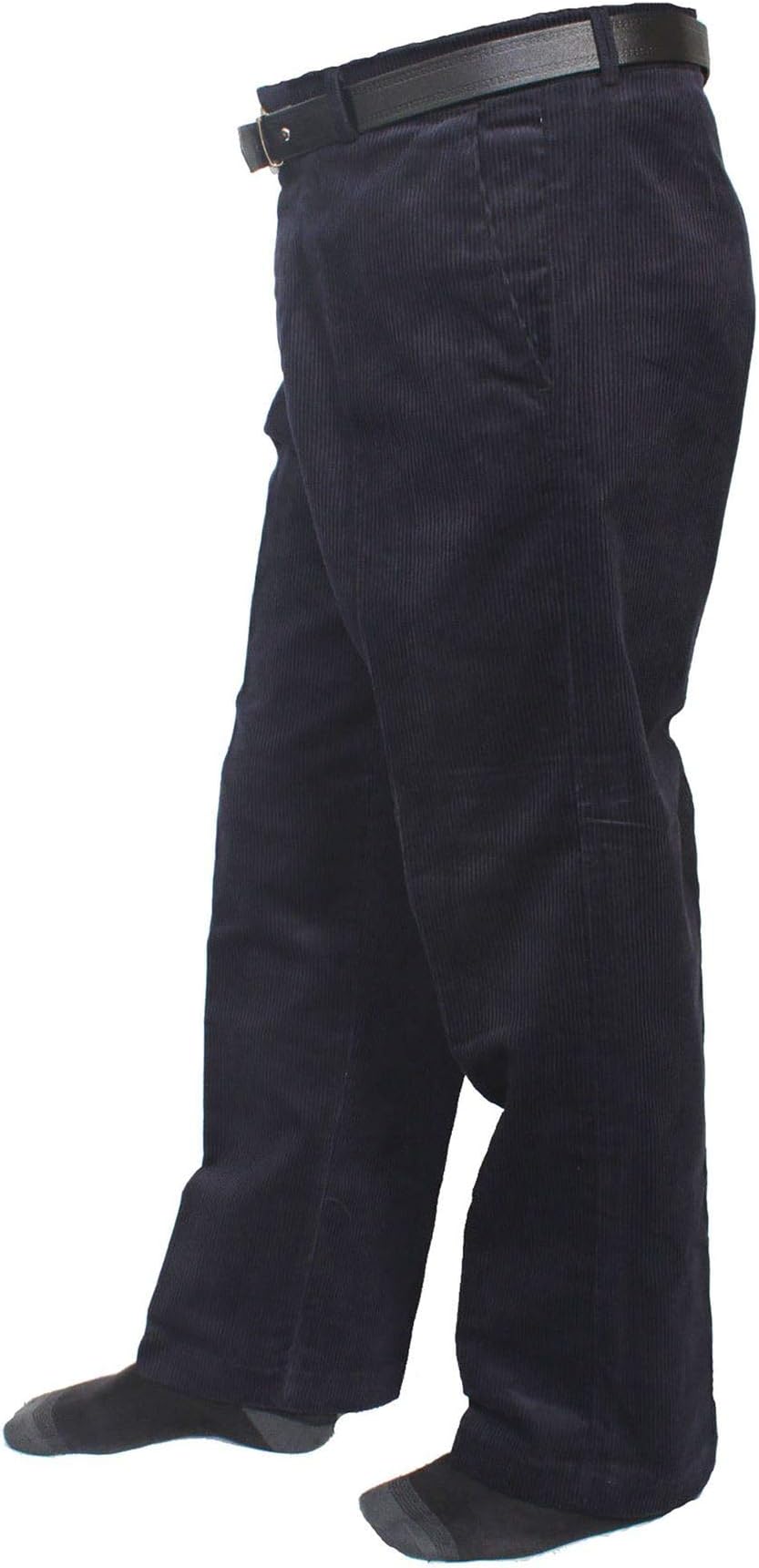 FASHION FAIRIES Gents Plain Corduroy Cord Casual Pants with Belt Mens Cotton Formal Trouser