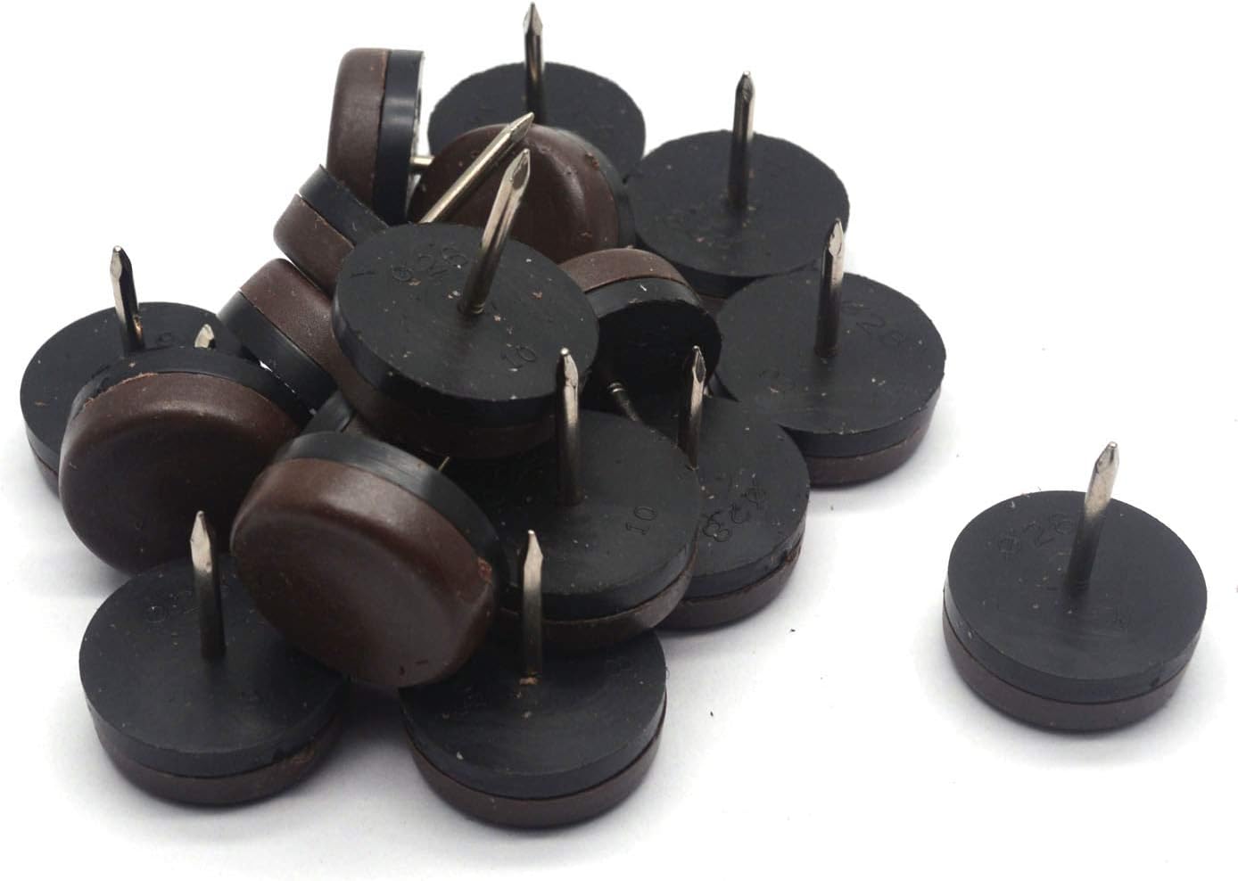Antrader Thickened Furniture Glide,1-inch Nail On Cushioned Furniture Double Glide Pads for Wooden Furniture Legs Heavy Duty, Brown, Pack of 20