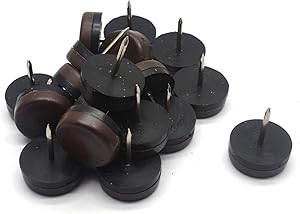 Antrader Thickened Furniture Glide,1-inch Nail On Cushioned Furniture Double Glide Pads for Wooden Furniture Legs Heavy Duty, Brown, Pack of 20