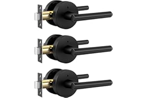 goldenwarm Black Door Handle Interior, Matte Black Privacy Lever Door Handle, Heavy Duty Interior Bedroom Door Lever Pack, Bl
