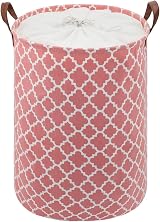 Maxsilan 60L Large Laundry Basket with Drawstring Collapsible Pink 15x20 in