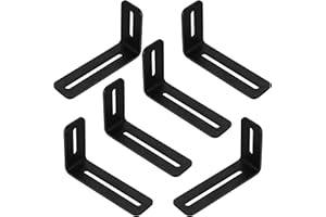 XINGWENHAO 6 Pcs Adjustable Slotted L Brackets, Black L Shaped Bracket with 2 Slots Holes, Metal 90 Degree Joint Right Angle Corner Brace Brackets for Fixing Wood Furniture, PC Case 4" L x 2⅜"H x 1⅛"W