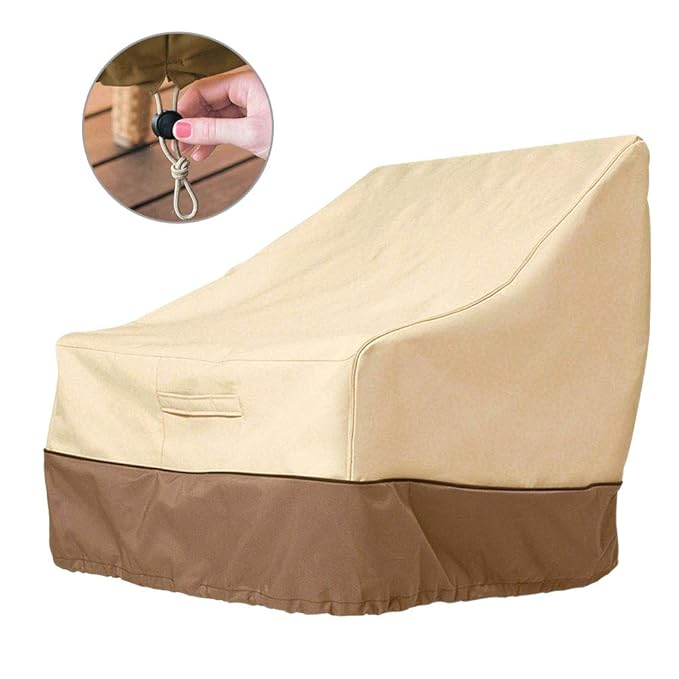 Littleduck Outdoor High Back Chair Cover Waterproof Beige Garden Reclining Chair Seat Cover