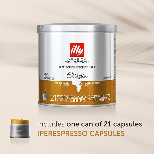 ILLY COFFEE IPERESPRESSO CAPSULES – SINGLE-SERVE COFFEE CAPSULES & PODS – SINGLE ORIGIN COFFEE PODS – ETIOPIA ROAST WITH NOTES OF JASMINE – FOR IPERESPRESSO CAPSULE MACHINES – 21 COUNT