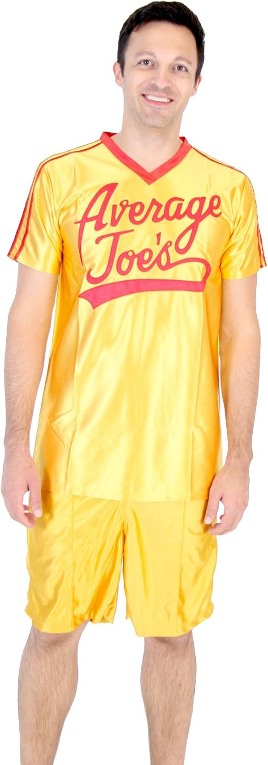 Dodgeball Average Joe's Adult Yellow Jersey Costume Set: Clothing