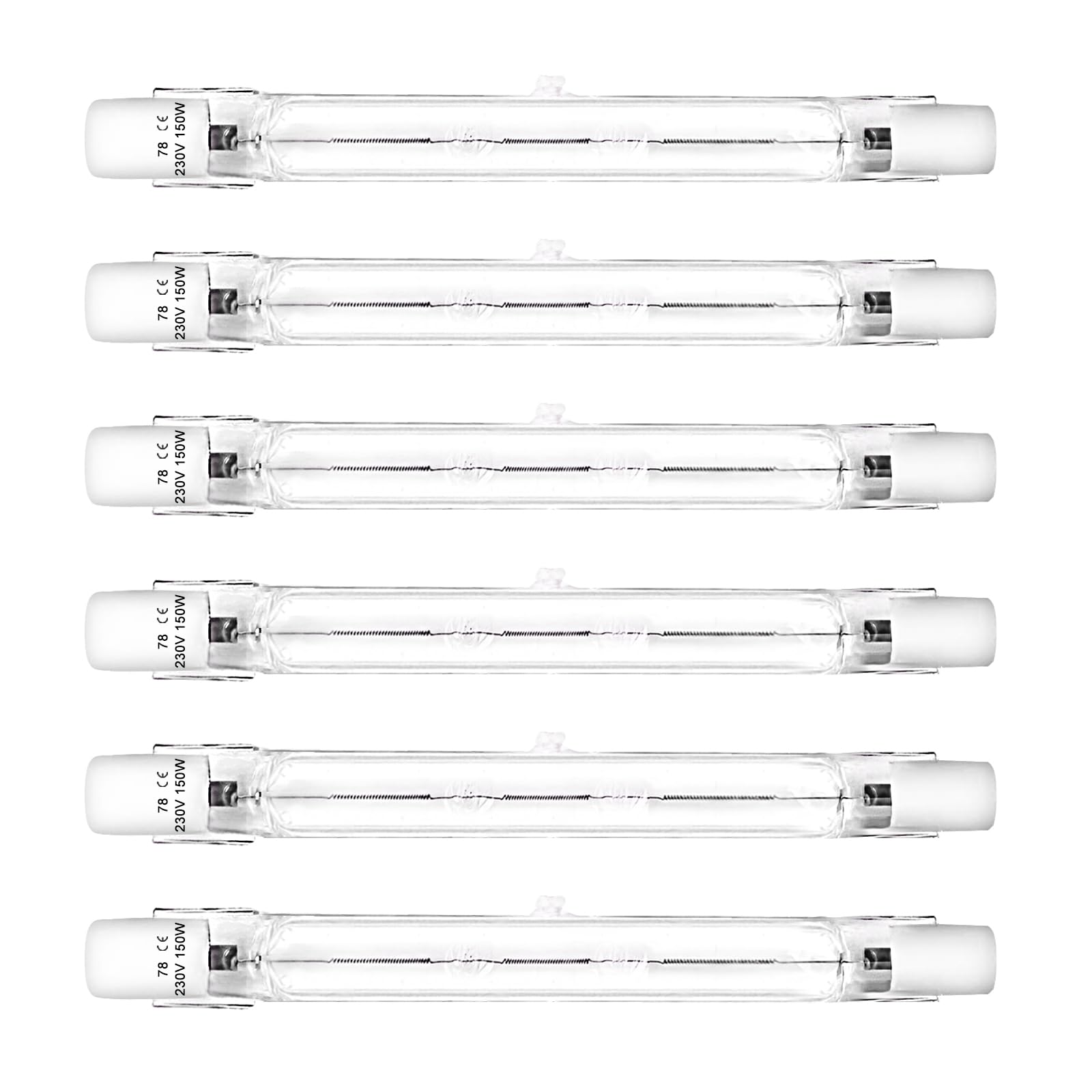 LedWekei T3 Halogen Bulbs, J Type 150w 78mm Double Ended Warm White 2700K (6 Pack) for Work, Security, Landscape & Floor Lamps
