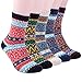 Mens Winter Warm Wool 5 pairs Crew Cute Socks Mixed Color