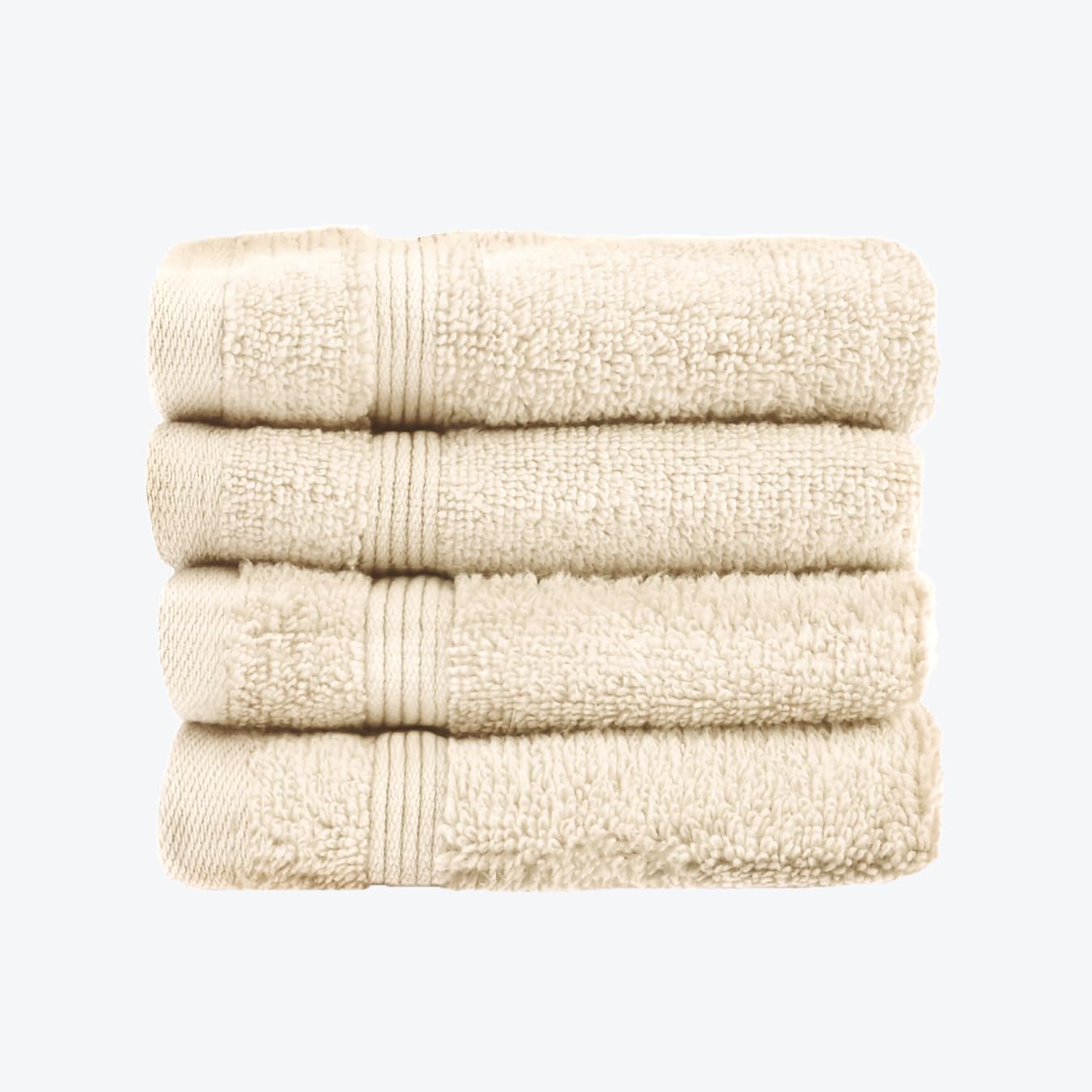 Allure Zero Twist Face Cloths Pack of 4 30 x 30cm, 100% Egyptian Cotton Flannels (Stone) — image 1
