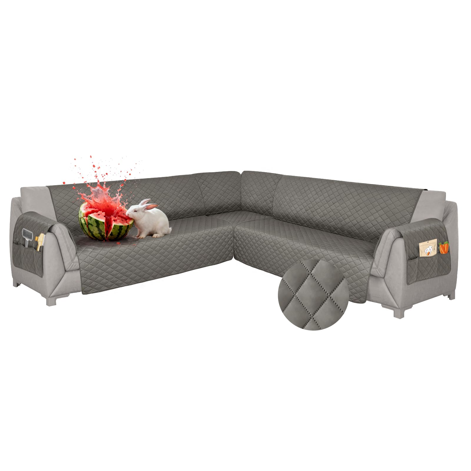 Photo 1 of ROFASVCO Waterproof Sectional Couch Covers L Shape Sectional Sofa Covers for Pets Washable Non-Slip 6PCS U Shaped Sofa Slipcovers Dog Couch Cover Corner Furniture Protector (XX-Large, Gray)