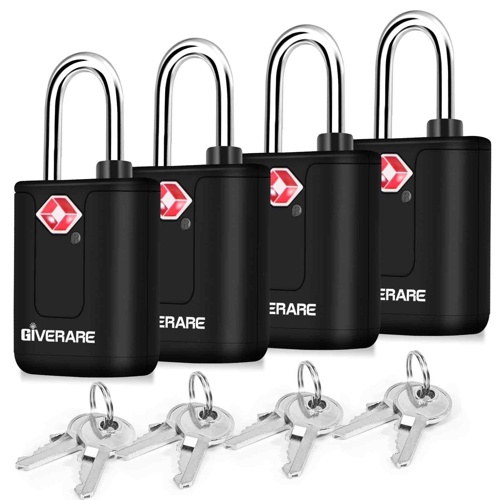 Photo 1 of 4 Pack TSA Approved Travel Luggage Locks with Keys, Keyed Suitcase Padlock, Zipper Small Locks, TSA Accepted Compatible Padlocks for Suitcase, Backpack, Gym Locker, Jewelry Box, Anti Theft-Black
