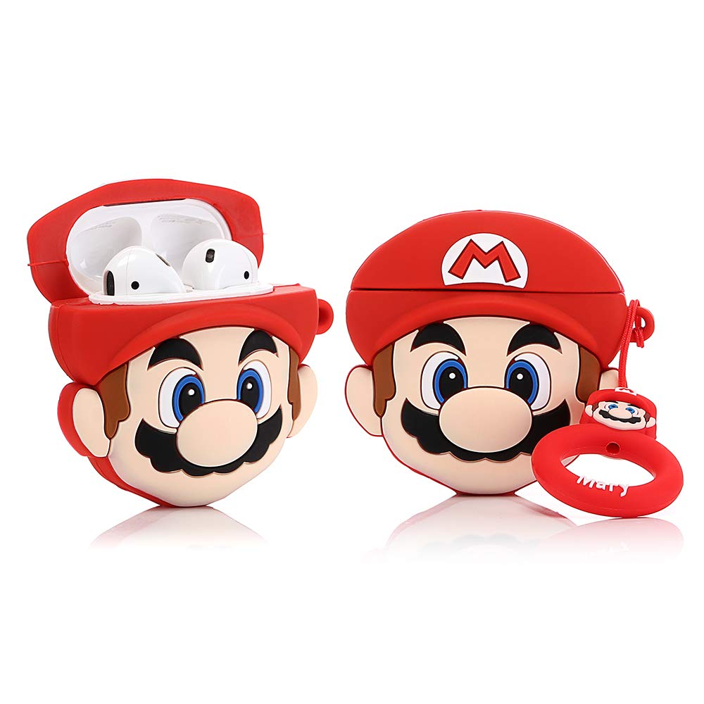 YIGEYI Silicone Case Compatible with Airpods 1&2 Funny Cute 3D Cartoon Cover [Game Animation Cartoon Series] (Super Mario)