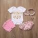 Newborn Baby Girls 4PCS Set Daddy Letter Print Romper + Floral Bow Shorts + Leg Warmer + Headband (70(0-3months),White)