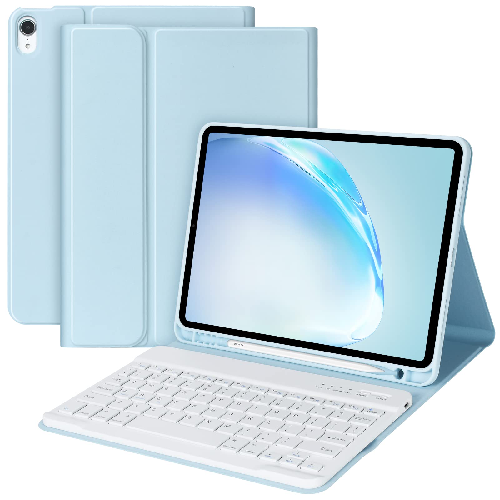 Photo 1 of BQSS Keyboard Case for iPad Air 11 Inch M3/M2 (2025/2024) Wireless Keyboard Case for iPad Air 10.9 Inch 5th/4th Generation (2022/2020) Detachable for iPad Pro 1st Case with Pencil Holder Blue