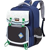 JiaYou Elementary School Bookbag Girls Boys Casual Daypack with Breathable Back Padding(Dark Blue,16 Liters)