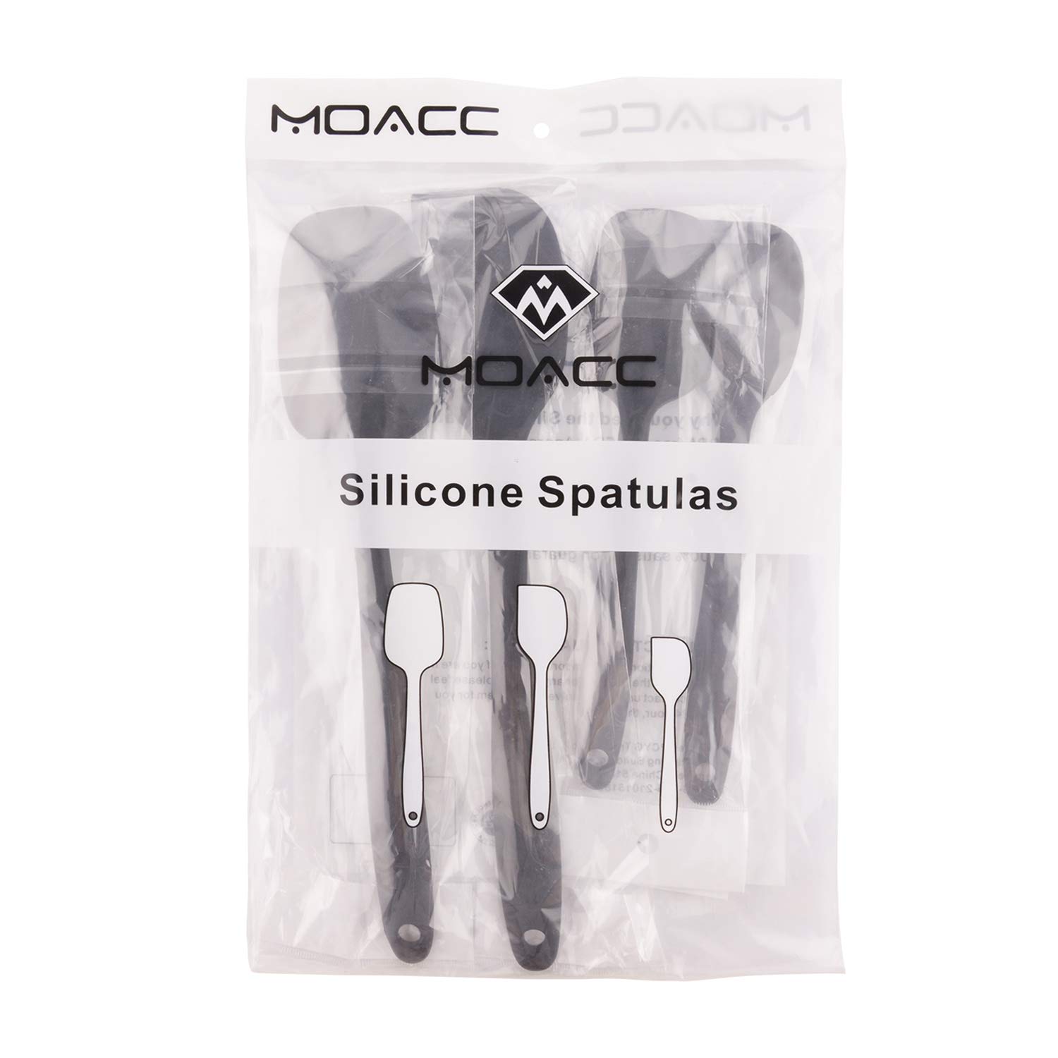 Silicone Spatulas Set, Rubber Spoon Spatula Heat Resistant Spoonula One Piece Design Seamless Spatula Non-Stick Scrapers Baking Mixing Tool (Black Set)