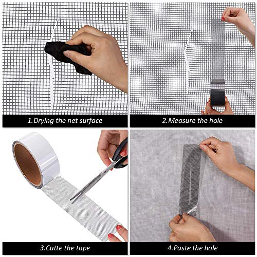 EasyULT Cinta para reparar mosquiteras Fibra de vidrio Cinta adhesiva