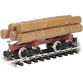 Bachmann Trains Skeleton Log Car with Logs Painted, Unlettered G Scale | Rolling Stock, Log Car, Highly Detailed Body with Precision Graphics, Large "G" Scale, 98490