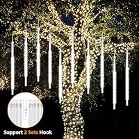 Meteor Lights,SHONCO 50cm 10 Tubes 540 LED Meteor Shower Raindrop Lights Waterproof Snow Falling Icicle Lights Outdoor 18W Cascading String Lights for Garden Party Wedding Christmas Tree Patio (White)