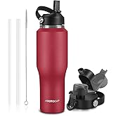 ABOTOCUP 32oz Insulated Water Bottle Keep Cold 24h&Hot 12h, Double Wall Vacuum Insulated Water Bottles with Straw/Spout Lid, Stainless Steel Water Bottles that Fit in Any Car Cup Holder, Leak-proof