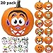 JOYIN 20 Pcs Halloween Pumpkin Decorating Stickers, Halloween Party Favor for Kid, Art Craft Party Supplies, Jack-O-Lantern Face Sticker Sheets in 12 Designs, Classroom Activities Treat Games Goodies