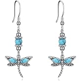 AOBOCO Sterling Silver Turquoise Earrings for Women Animals Dragonfly Owl Feather Turtle Butterfly Dangle Earrings Western Bohemia Jewelry Birthday Mothers Day Gifts for Mom