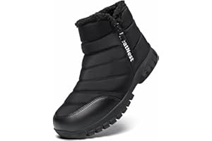Hanani Men's Winter Snow Boots Faux Fur Lining Waterproof Anti Slip with Side Zippers Warm Boots Outdoor Lightweight Walking Snow Boots for Men