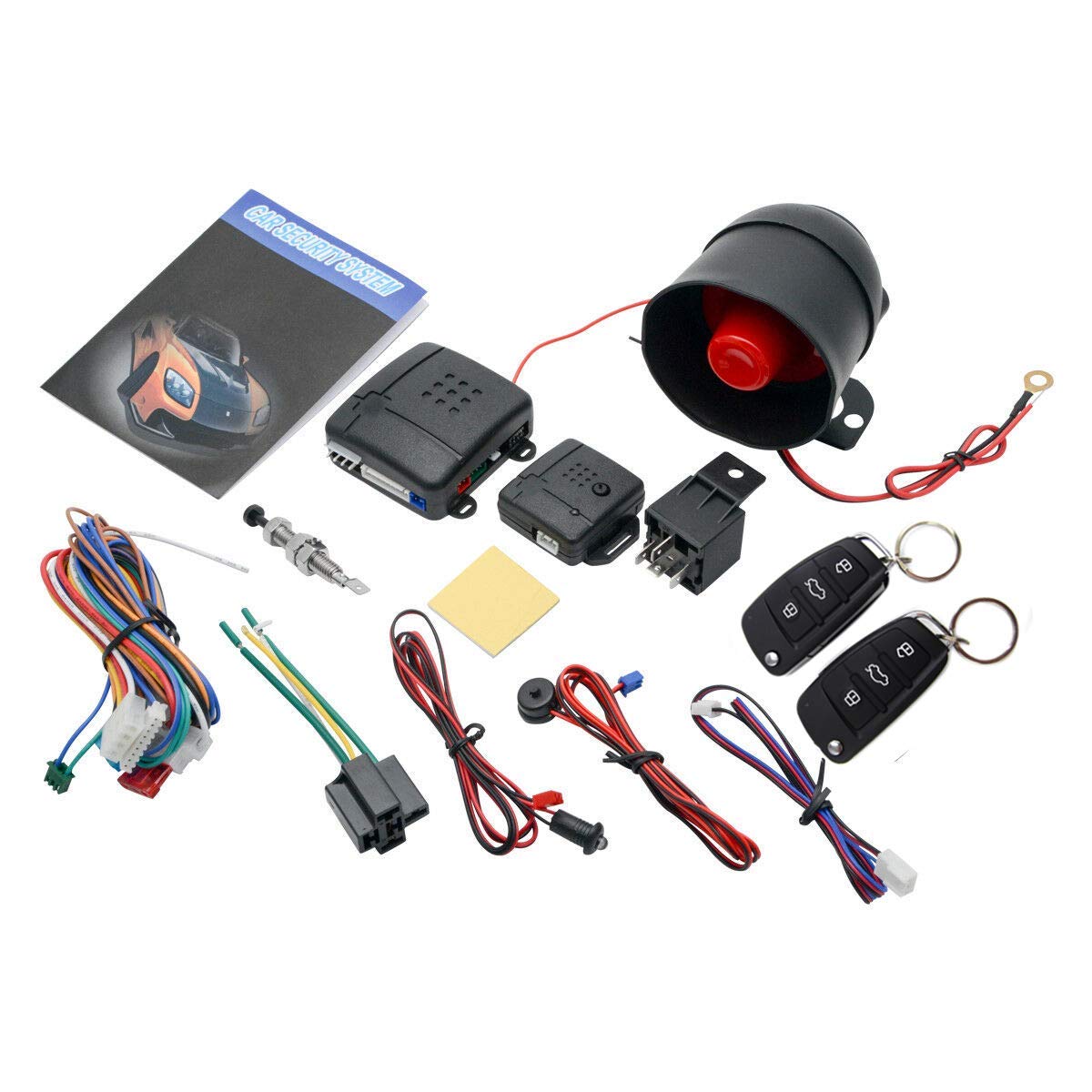 Style 18 Car Central Lock Universal Auto Remote Central Kit Vehicle Door Lock with Shock Sensor + Contorl Box + 2 Replacement Remote Contorl for Car Central Door Lock