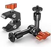 K&F CONCEPT 6" Magic Arm Clamp Kit with 1/4" & 3/8" Thread Screw, 360°Ballhead Articulating Friction Arm with Camera Clamp Mount for Monitor, LED Light, Webcam, Action Camera