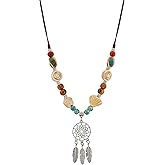 MINACHI Boho Vintage Ceramic Floral Beaded Long Necklace, Personality Jewelry for Women