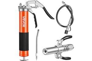 VEVOR Grease Gun, 8000 PSI, Pistol Grip Grease Gun Kit with 14 oz Capacity, Includes 18-Inch Flex Hose, Double Handle Grease 
