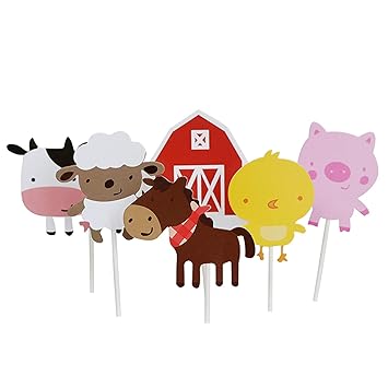Vanvene 24 Pcs Farm Animal Theme Cupcake Topper Cake Picks